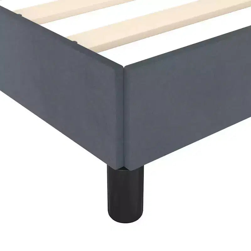 Struttura letto in velluto grigio scuro, compensato, legno multistrato, Twin XL