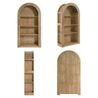 Okak Libreria alta ad arco a 4 ripiani stile Mid-Century, mobiletto in legno per ufficio, soggiorno, scaffale aperto