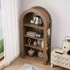 Okak Libreria alta ad arco a 4 ripiani stile Mid-Century, mobiletto in legno per ufficio, soggiorno, scaffale aperto