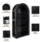 Okak Libreria alta ad arco a 4 ripiani stile Mid-Century, mobiletto in legno per ufficio, soggiorno, scaffale aperto