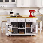 Set di 3 per isola da cucina, carrello mobile con 2 sgabelli da bar, tavolo con 3 cassetti, ante a ribalta a 2 ante, presa di corrente per sala da pranzo
