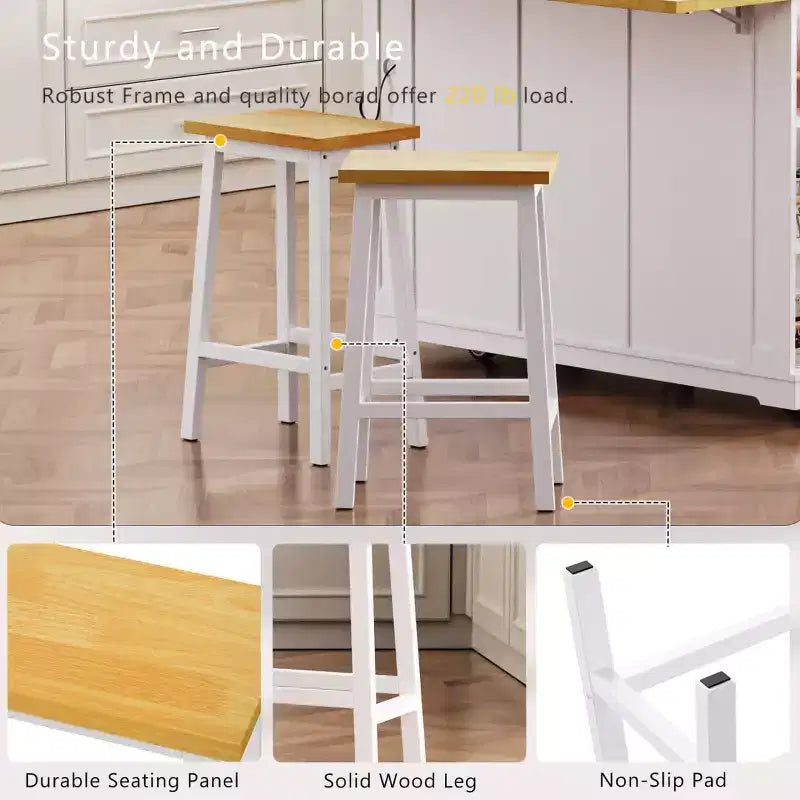 Set di 3 per isola da cucina, carrello mobile con 2 sgabelli da bar, tavolo con 3 cassetti, ante a ribalta a 2 ante, presa di corrente per sala da pranzo