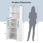 Costway Mobile da Bagno Verticale Porta Biancheria con Anta in Vetro e Scaffale Regolabile