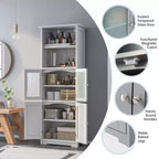 Costway Mobile da Bagno Verticale Porta Biancheria con Anta in Vetro e Scaffale Regolabile