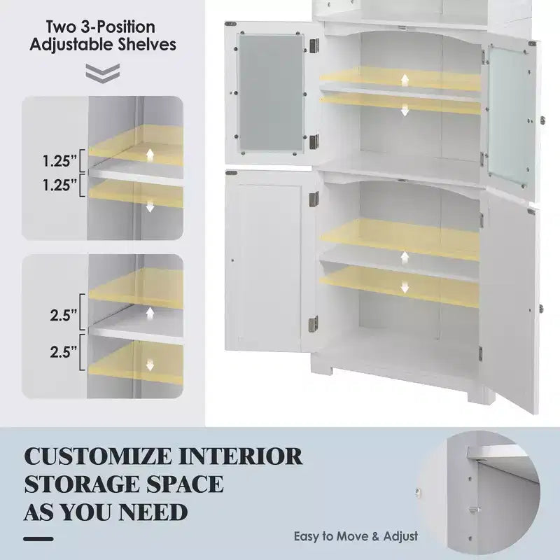 Costway Mobile da Bagno Verticale Porta Biancheria con Anta in Vetro e Scaffale Regolabile