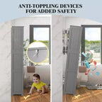 Costway Mobile da Bagno Verticale Porta Biancheria con Anta in Vetro e Scaffale Regolabile