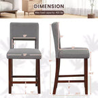 Costway Set di 4 Sgabelli da Bar Altezza Bancone in Lino/Pelle PVC con Schienale e Gambe in Legno di Gomma