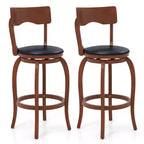 Costway 29 Swivel Bar Stools Set of 2 w/ Rubber Wood Frame Upholstered Seat Footrest
