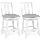 Costway 25 Swivel Counter Height Chairs Set of 2 w / Upholstered Seat Rubber Wood Frame