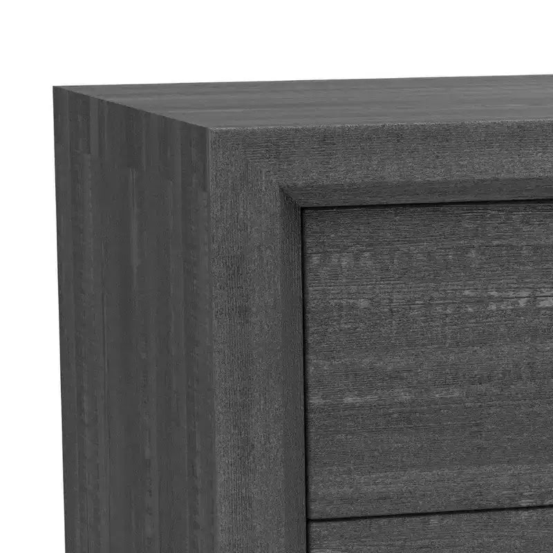 Comodino Royal Hampton, 2 Cassetti, Maniglie a Barra Cromate, Legno Grigio