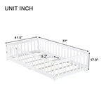 TUYOHW Letto a Pavimento per Bambini, Misura Matrimoniale, in Legno Moderno Stile Montessori, con Spondine di Sicurezza e Porta, per Camera da Letto