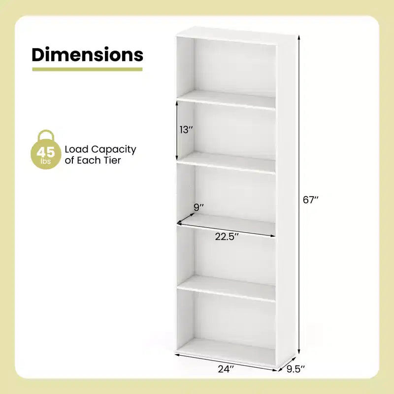 Costway Scaffale a 5 Ripiani Libreria Aperta Espositore Organizzatore Salvaspazio