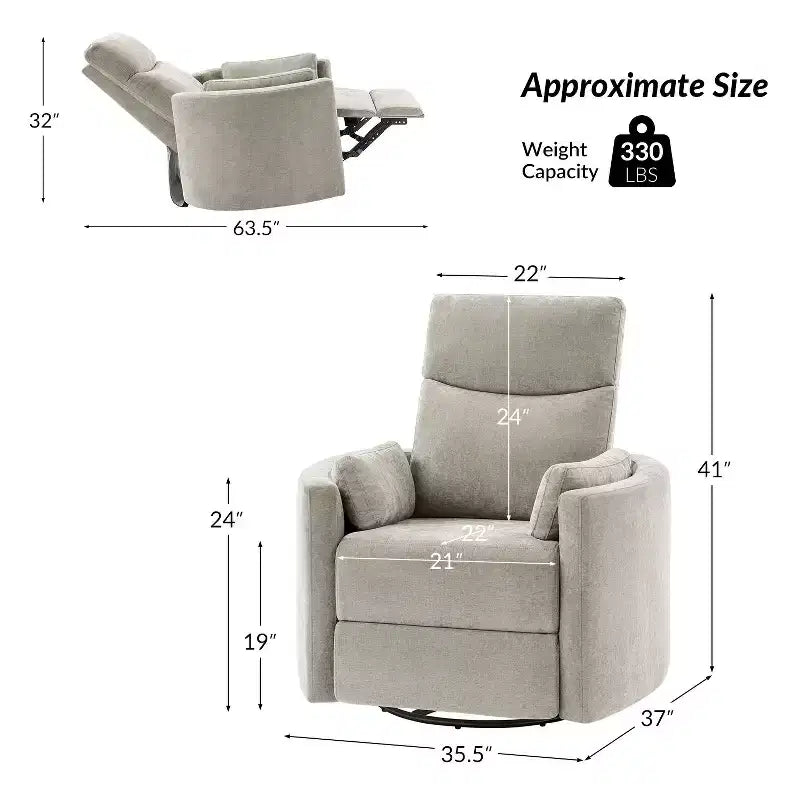 Poltrona reclinabile girevole elettrica Fermin|ARTFUL LIVING DESIGNS