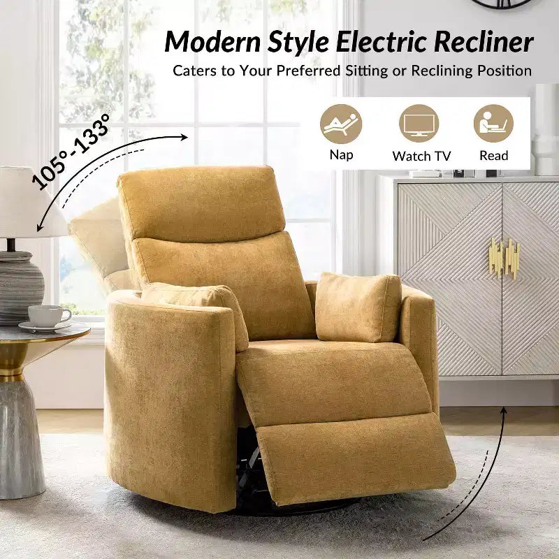 Poltrona reclinabile girevole elettrica Fermin|ARTFUL LIVING DESIGNS