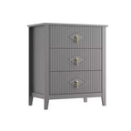 Comodino in Legno con Cassettiera Scanalata, Comodino a 3 Cassetti - Cassettiera Moderna per Camera da Letto, Soggiorno, Corridoio e Ingresso