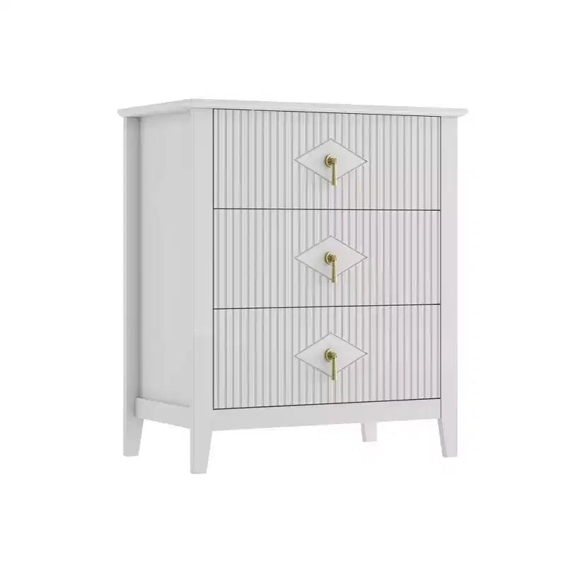 Comodino in Legno con Cassettiera Scanalata, Comodino a 3 Cassetti - Cassettiera Moderna per Camera da Letto, Soggiorno, Corridoio e Ingresso
