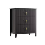 Comodino in Legno con Cassettiera Scanalata, Comodino a 3 Cassetti - Cassettiera Moderna per Camera da Letto, Soggiorno, Corridoio e Ingresso