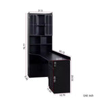 Scrivania angolare a L per computer con credenza, scrivania da ufficio ad angolo con cassetti e libreria, tavolo da studio, scrivania per computer da gioco per studio, nera