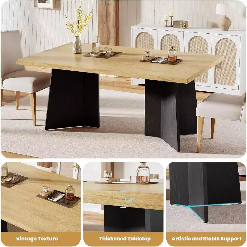 Tavolo da Pranzo per 6-8 Persone, Tavolo da Cucina Lungo Moderno da 160 cm con Ampio Piano e Robuste Gambe a Piedistallo, Tavolo per la Casa (Solo Tavolo)