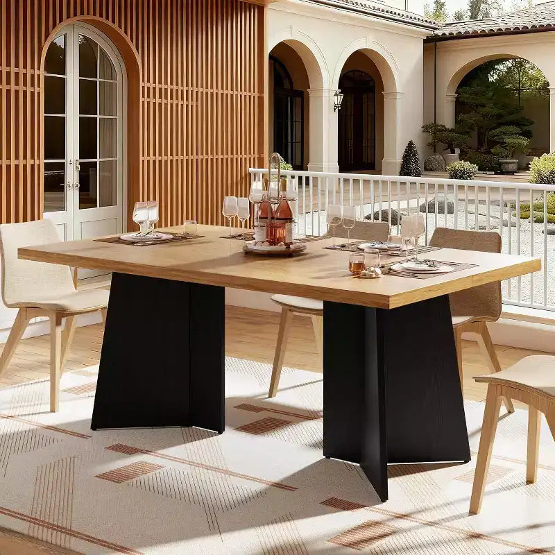 Tavolo da Pranzo per 6-8 Persone, Tavolo da Cucina Lungo Moderno da 160 cm con Ampio Piano e Robuste Gambe a Piedistallo, Tavolo per la Casa (Solo Tavolo)