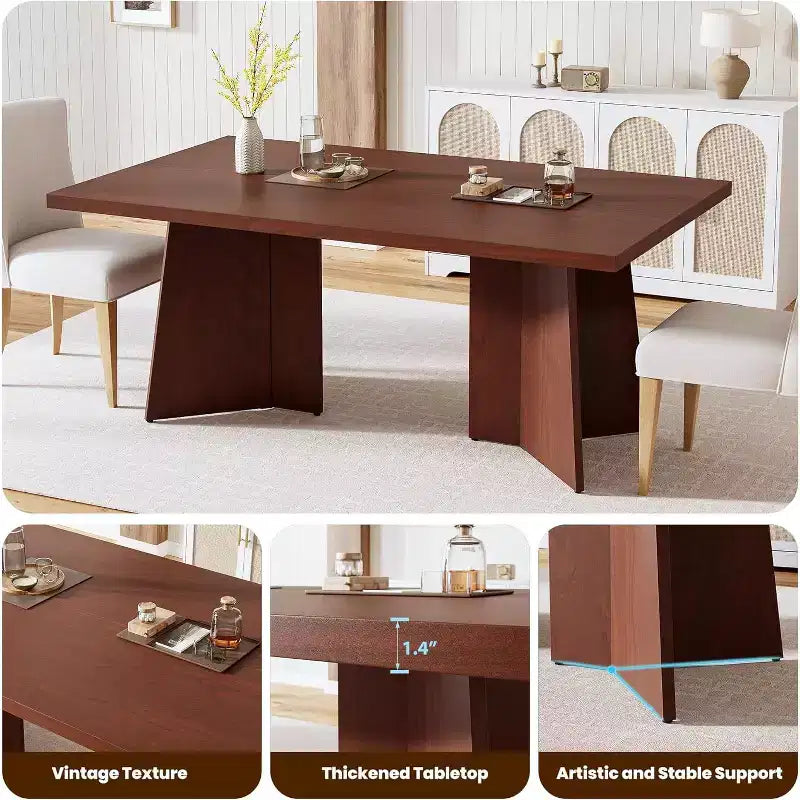Tavolo da Pranzo per 6-8 Persone, Tavolo da Cucina Lungo Moderno da 160 cm con Ampio Piano e Robuste Gambe a Piedistallo, Tavolo per la Casa (Solo Tavolo)