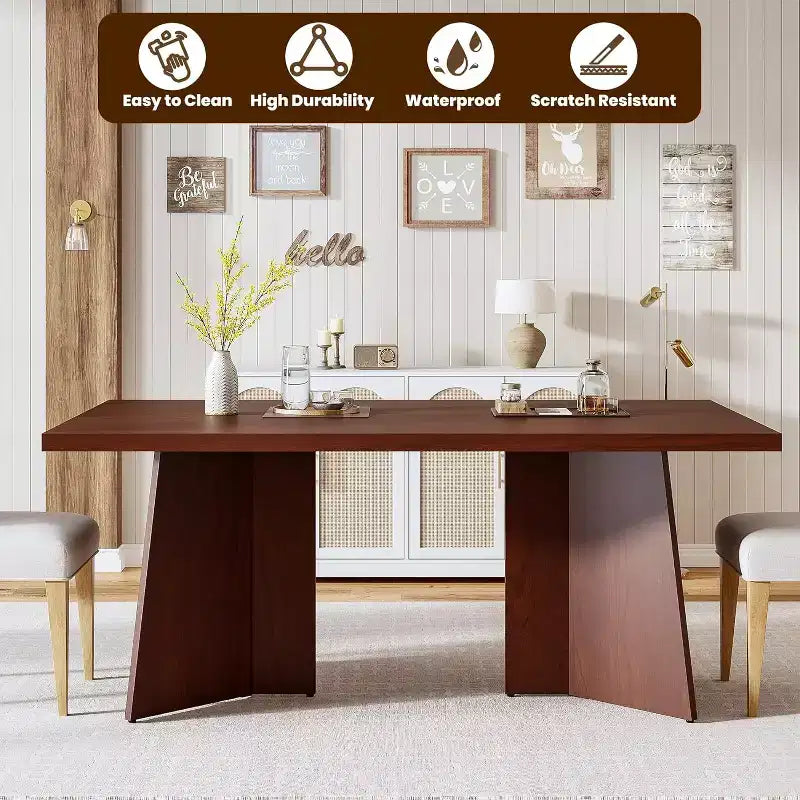 Tavolo da Pranzo per 6-8 Persone, Tavolo da Cucina Lungo Moderno da 160 cm con Ampio Piano e Robuste Gambe a Piedistallo, Tavolo per la Casa (Solo Tavolo)