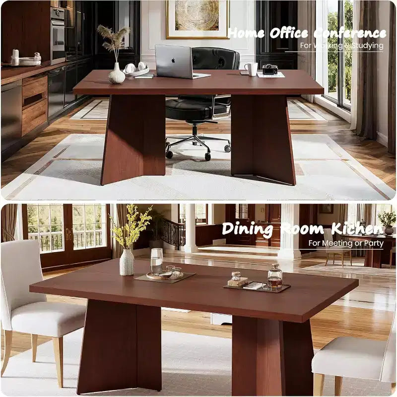 Tavolo da Pranzo per 6-8 Persone, Tavolo da Cucina Lungo Moderno da 160 cm con Ampio Piano e Robuste Gambe a Piedistallo, Tavolo per la Casa (Solo Tavolo)