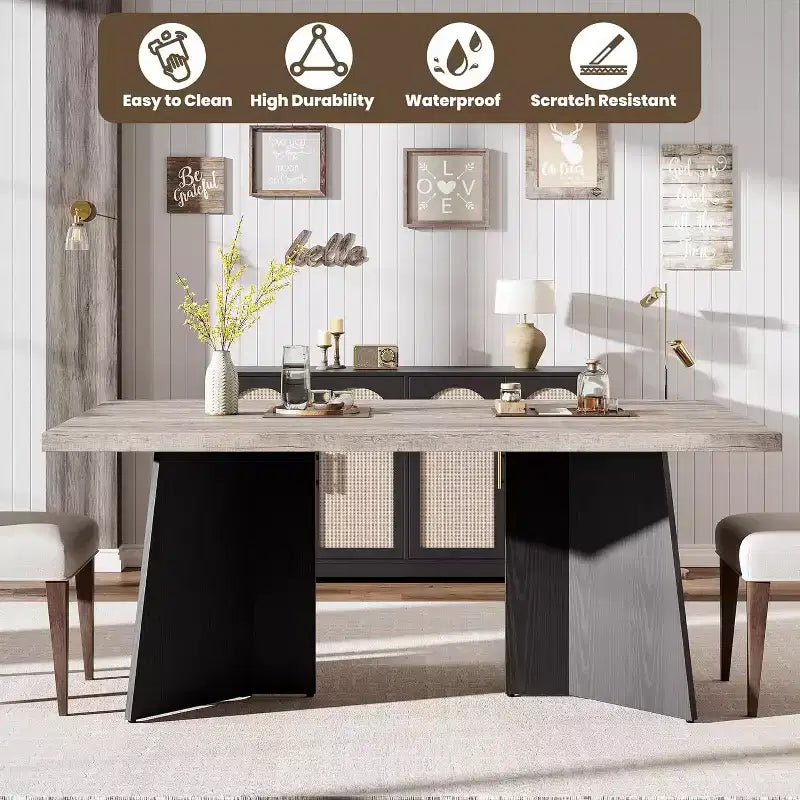 Tavolo da Pranzo per 6-8 Persone, Tavolo da Cucina Lungo Moderno da 160 cm con Ampio Piano e Robuste Gambe a Piedistallo, Tavolo per la Casa (Solo Tavolo)