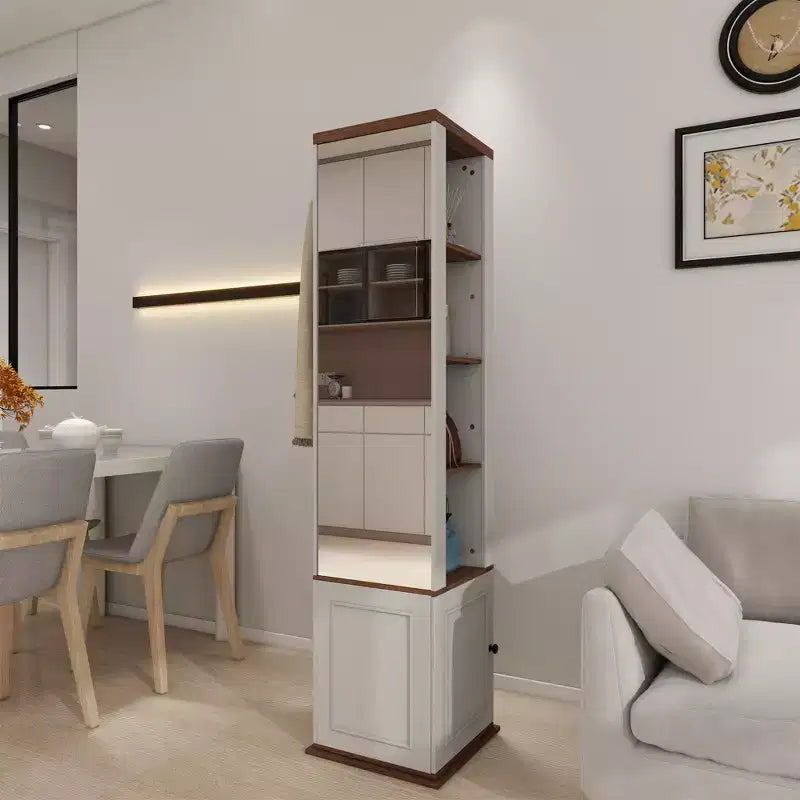 AndMakers Antico Bianco Legno 39,98 cm. Dispensa con 7 Ripiani