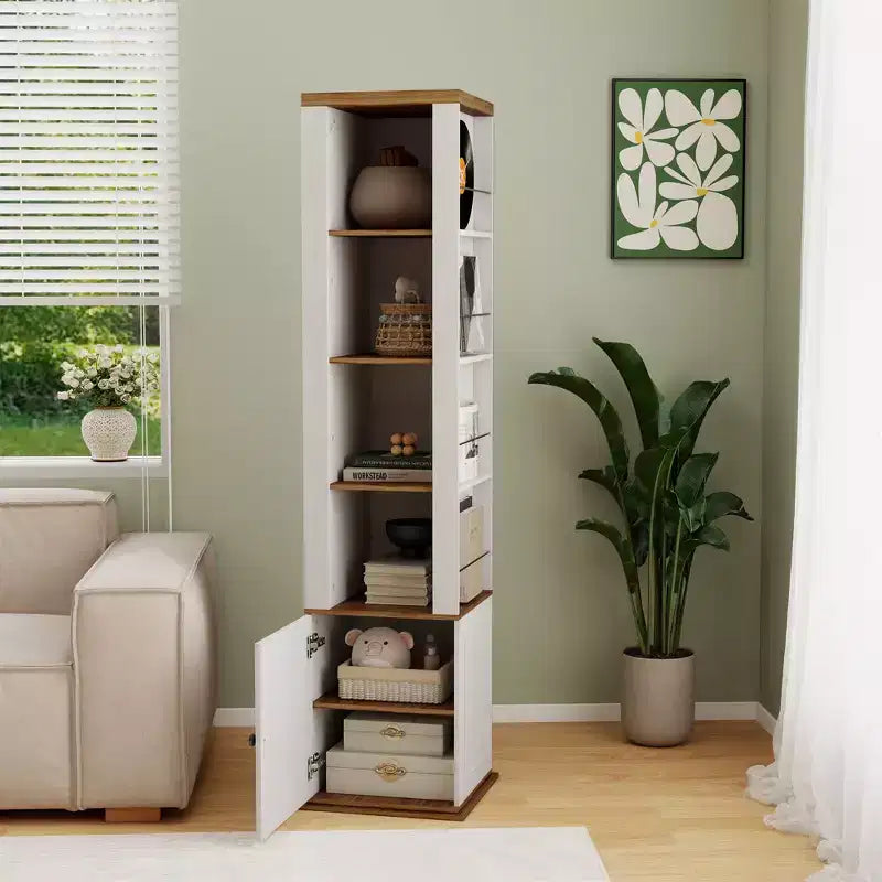 AndMakers Antico Bianco Legno 39,98 cm. Dispensa con 7 Ripiani
