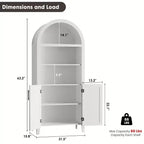 Libreria ad arco con ante - Scaffale a 5 ripiani a giorno con decorazioni in rattan, mobile contenitore moderno per libri per ufficio, soggiorno, biblioteca