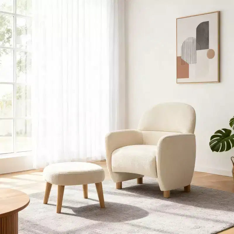 Okak Poltrona Relax Moderna Imbottita con Poggiapiedi, Set Sedia Pigra Imbottita Morbida per Soggiorno, Camera da Letto