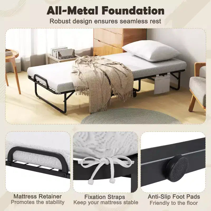 Costway Letto Pieghevole con Materasso 75 x 39, Letto a Scomparsa per Adulti Singolo con Materasso in Memory Foam e Cuscino