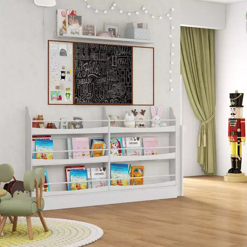Costway Libreria per Bambini a 3 Ripiani, Scaffale Portaoggetti Giocattoli da Parete con Kit Antiribaltamento