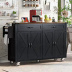 Isola Cucina da Fattoria con Presa Elettrica, Isola Contenitore da Cucina con Ribalta, Portaspezie e Cassetto, Carrello da Cucina su Ruote