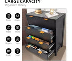 Cassettiera con 4 cassetti, Comò alto con maniglie facili da tirare, Mobile contenitore con pannello scanalato a onda, Elegante armadio organizer per vestiti