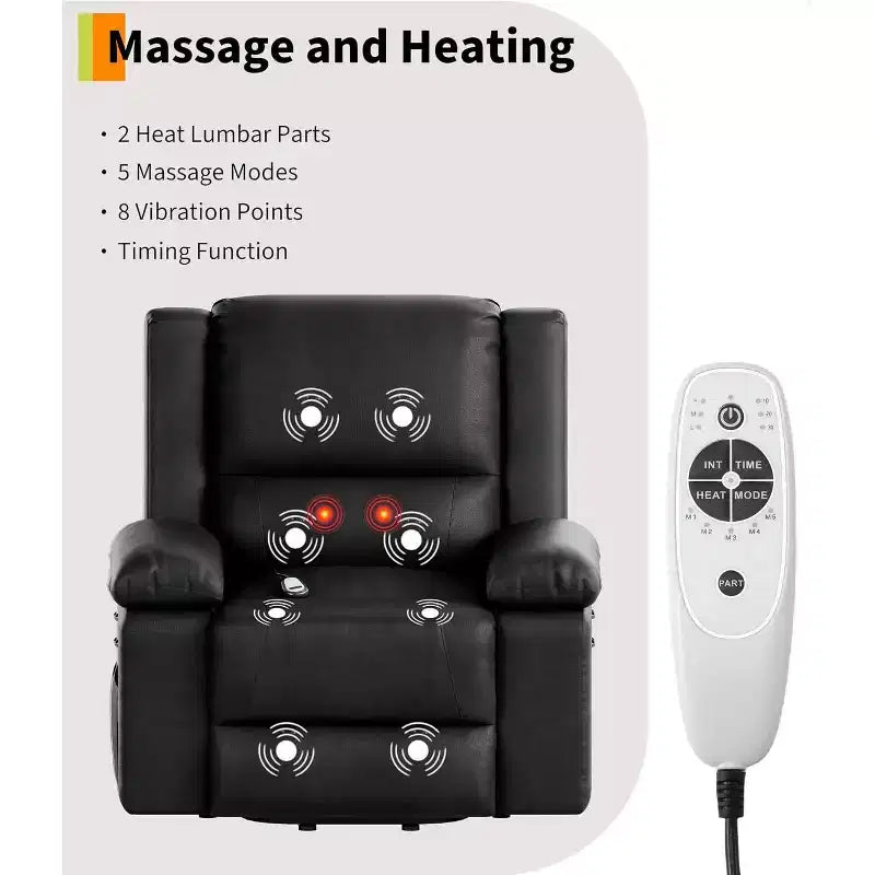 Poltrona reclinabile elettrica, poltrona Home Theater con supporto lombare, poltrona reclinabile in similpelle con schienale e gambe regolabili, poltrona reclinabile elettrica per anziani