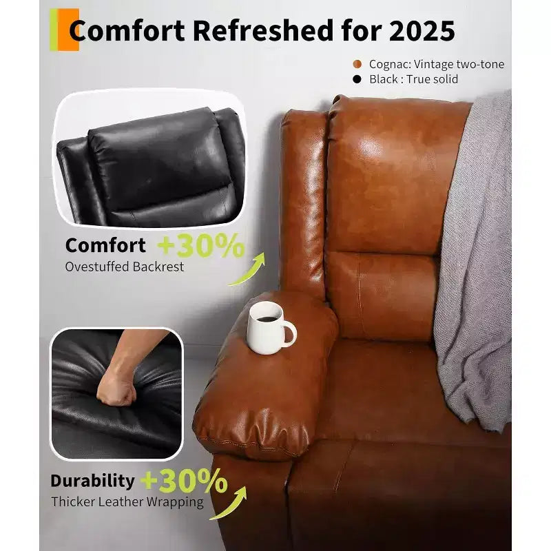 Poltrona reclinabile elettrica, poltrona Home Theater con supporto lombare, poltrona reclinabile in similpelle con schienale e gambe regolabili, poltrona reclinabile elettrica per anziani