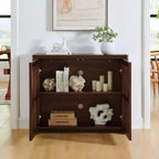 Okak Buffet Credenza in Legno Mid-Century con Ante in Rattan, Mobile Contenitore Retrò per Cucina, Sala da Pranzo