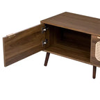 Mobile TV moderno con ante per TV da 85 pollici, mobiletto porta TV in legno con gambe in legno massello per soggiorno, noce
