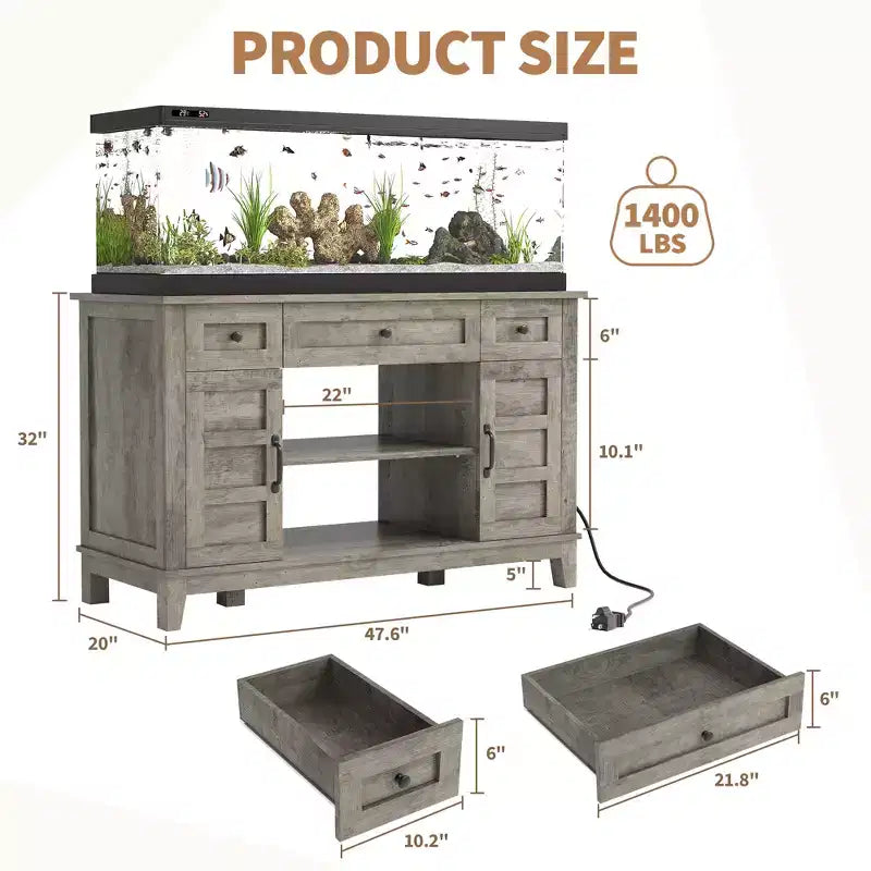 Supporto per Acquario da Fattoria da 55-75 Galloni, Supporto per Acquario con Presa di Corrente, Vaso per Pesci da 1400 libbre per Terrario di Pesci/Tartarughe/Rettili