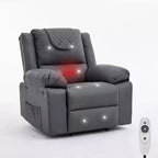 Poltrona Reclinabile Manuale per Adulti con Riscaldamento e Massaggio - Regolazione Anteriore/Posteriore a 135°, Tasche Portaoggetti Laterali e Telecomando, Ideale per Soggiorno e Camera da Letto