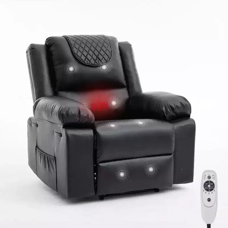 Poltrona Reclinabile Manuale per Adulti con Riscaldamento e Massaggio - Regolazione Anteriore/Posteriore a 135°, Tasche Portaoggetti Laterali e Telecomando, Ideale per Soggiorno e Camera da Letto