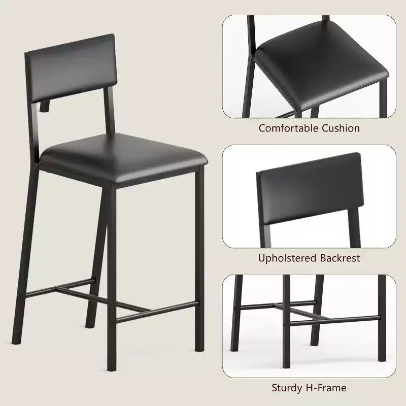 Set Tavolo da Pranzo per 2 Persone, Set Tavolo Bar Alto e Sedie, Ripiani a Giorno, Portabicchieri Incorporato e Porta Bottiglie, per Piccole Cucine, Appartamenti