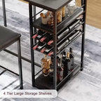 Set Tavolo da Pranzo per 2 Persone, Set Tavolo Bar Alto e Sedie, Ripiani a Giorno, Portabicchieri Incorporato e Porta Bottiglie, per Piccole Cucine, Appartamenti