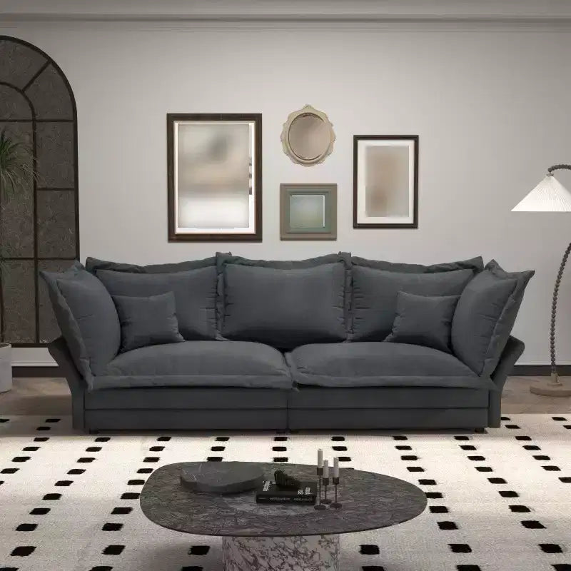 90.55 Divano Moderno, Comodo Divano Imbottito con Seduta Profonda e Cuscini, Divanetto Convertibile per Soggiorno Camera da Letto Appartamento Ufficio