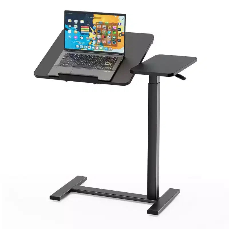 TUYOHW Scrivania da Letto Regolabile in Altezza con Piano Inclinabile, Scrivania con Sollevamento Pneumatico da 75-110 cm e Ruote Nascoste per Casa e Ufficio
