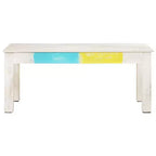 vidaXL Tavolino da caffè Bianco 110x60x45 cm in Legno Massello di Mango
