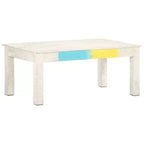 vidaXL Tavolino da caffè Bianco 110x60x45 cm in Legno Massello di Mango