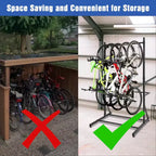 Portabiciclette Autoportante per 5 Biciclette, Portabiciclette Verticale con Capacità di 136 kg, Portabiciclette Interno Regolabile in Altezza, Nero
